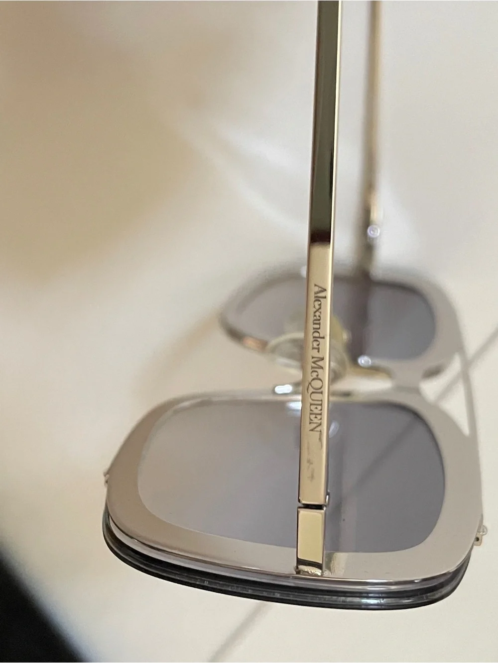 Alexander McQueen Silver Frame Sunglasses with Black Gradient Lenses